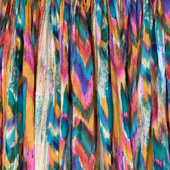 Le Mieux Studio Womens Vintage Bohemian Chevron Cotton Midi Skirt Boho One Size - Picture 2 of 8